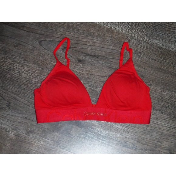 Calvin Klein Triangle Bralette Everyday Comfort Soft Bra Red Size M‎ - Picture 1 of 4